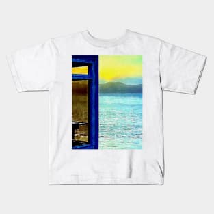 View of Ocean through Window Kids T-Shirt